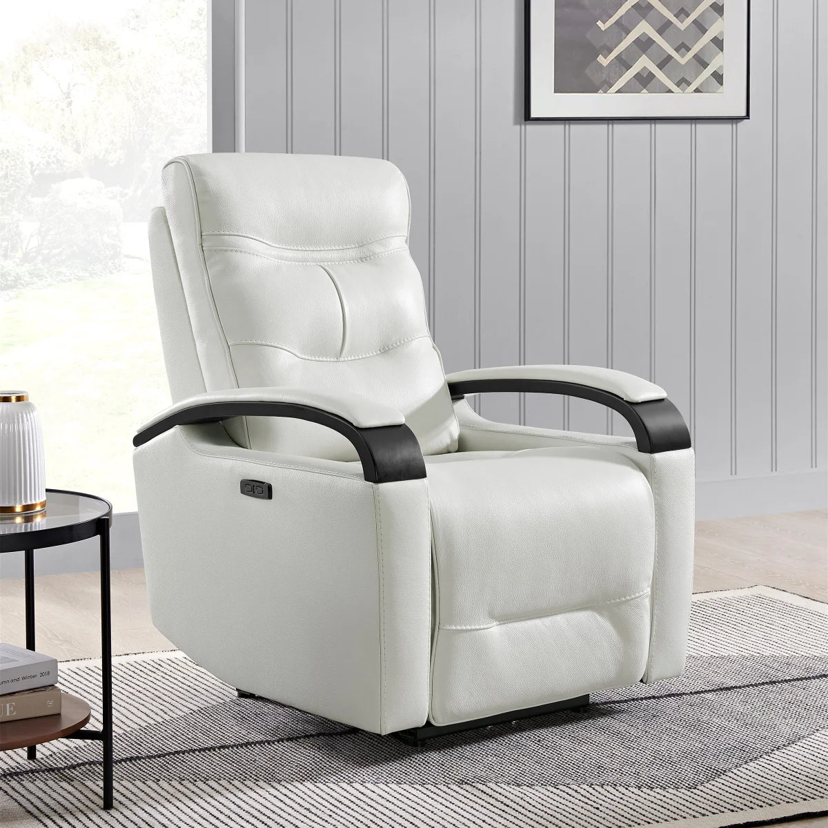 Canmore Leather Power Recliner with Power Headrest - Retail $699
