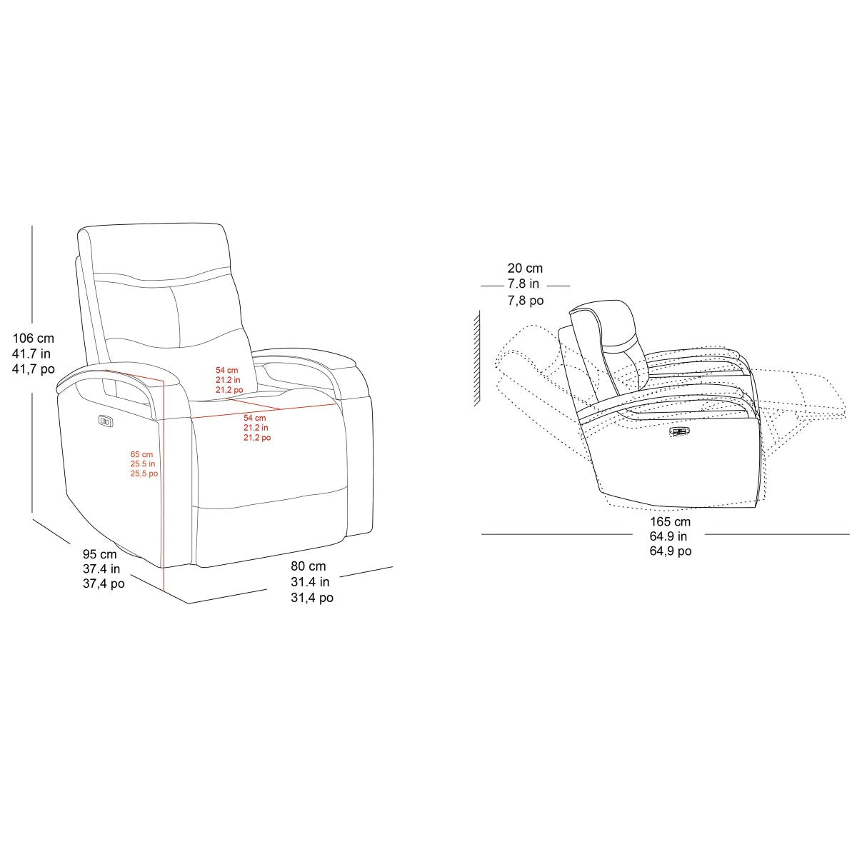 Canmore Leather Power Recliner with Power Headrest - Retail $700