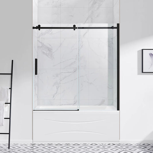 NEW w/ dmg - OVE Decors Kelsey 60" Tub Door Matte Black - Retail $599