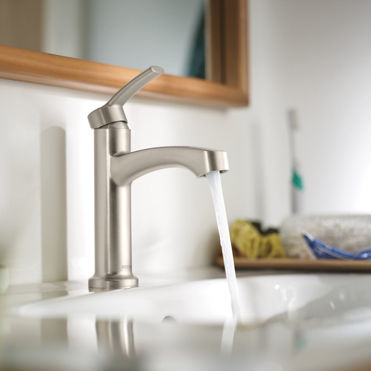 Moen Laken Brushed Nickel Single Hole Bathroom Faucet