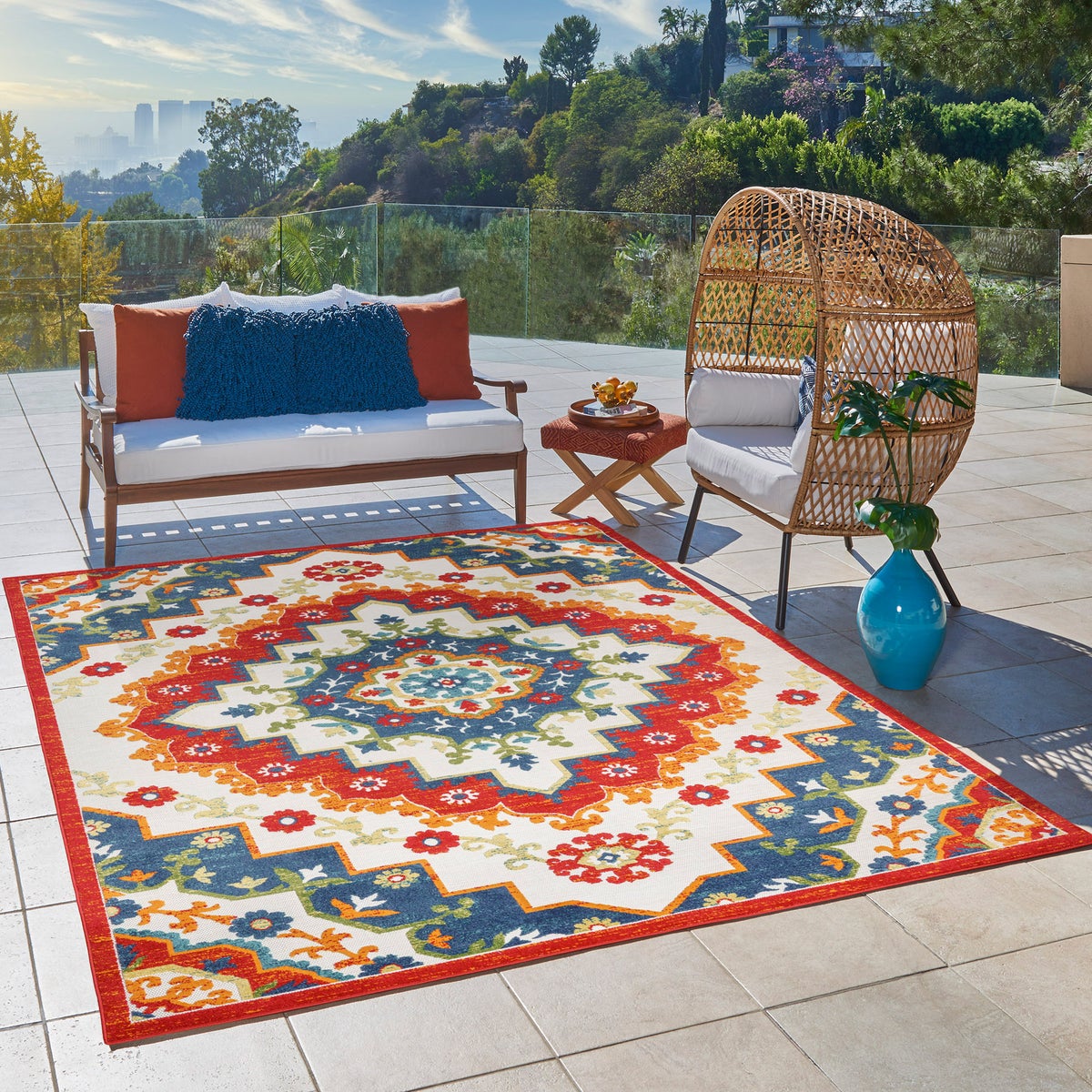 Toscana Indoor/Outdoor Area Rugs, Aruba Red, Rug Size: 6 ft. 6 in. x 9 ft.