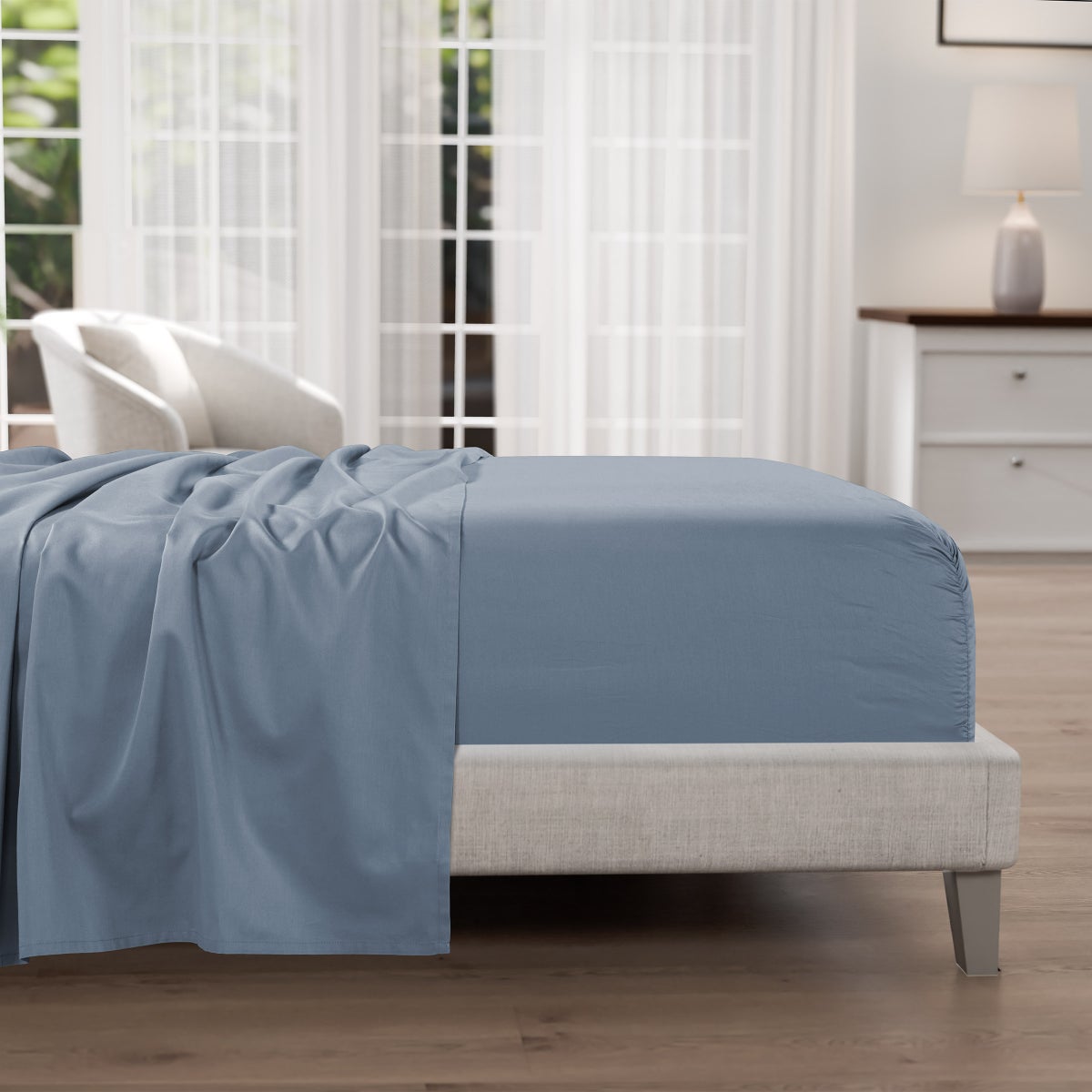 QUEEN, Blue, Pure Earth Organic 300 Thread Count 6-piece Sheet Set