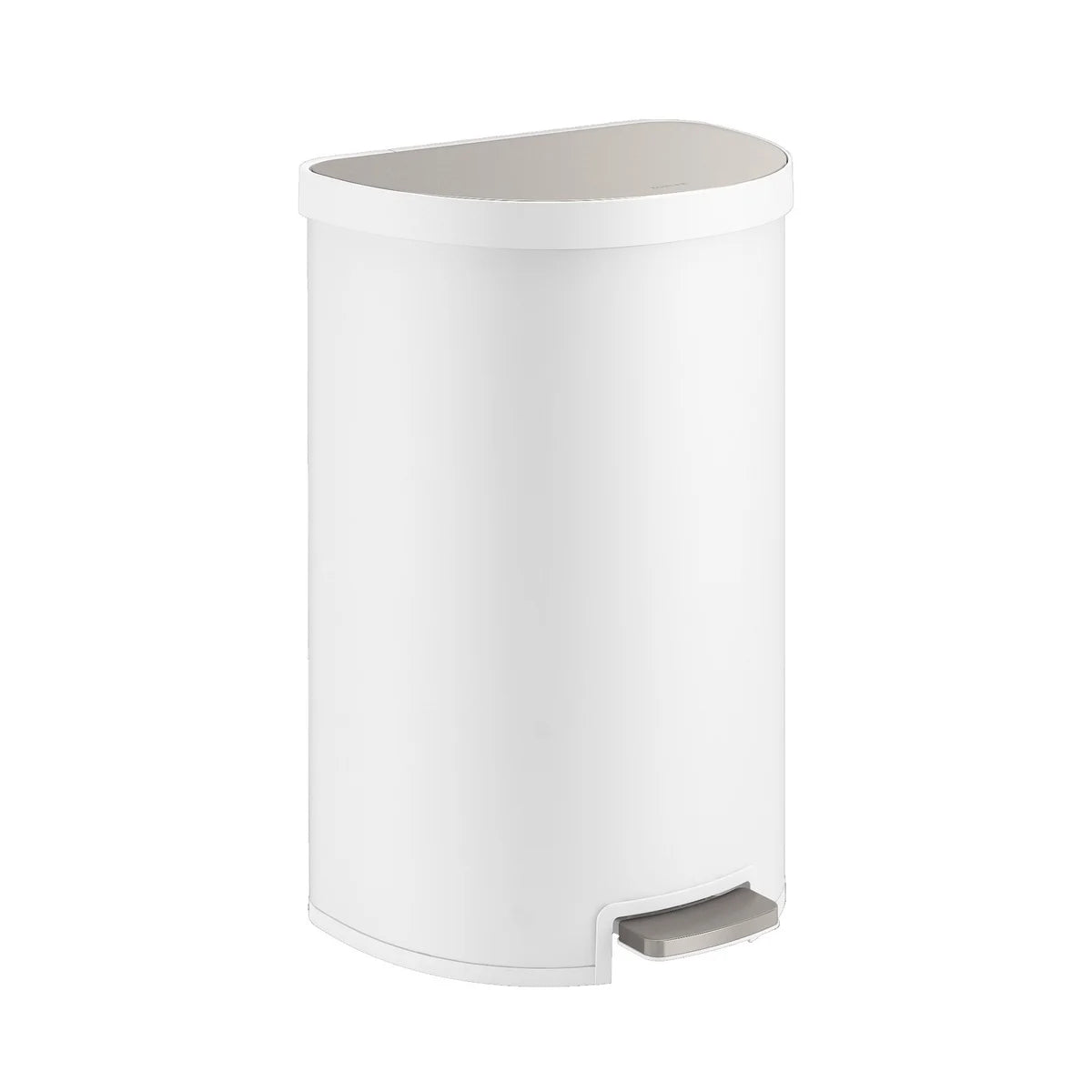 NEW - Kohler White 45L Semi-Round Step Trash Can - Retail $89