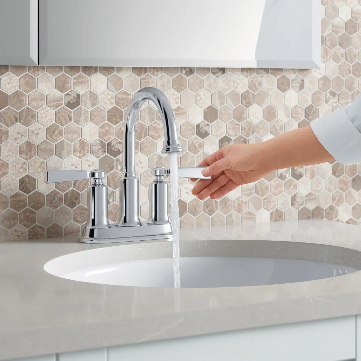 NEW - Kohler Aderlee Chrome Centerset Bathroom Faucet