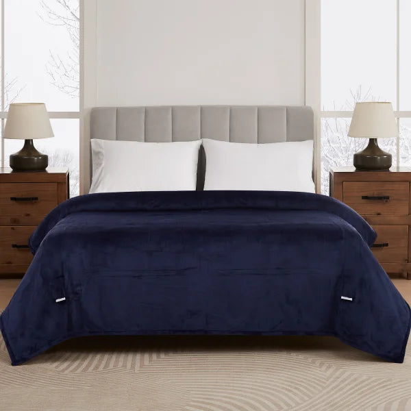 Berkshire QUEEN Life Heated Blanket Retail Navy Blue $59