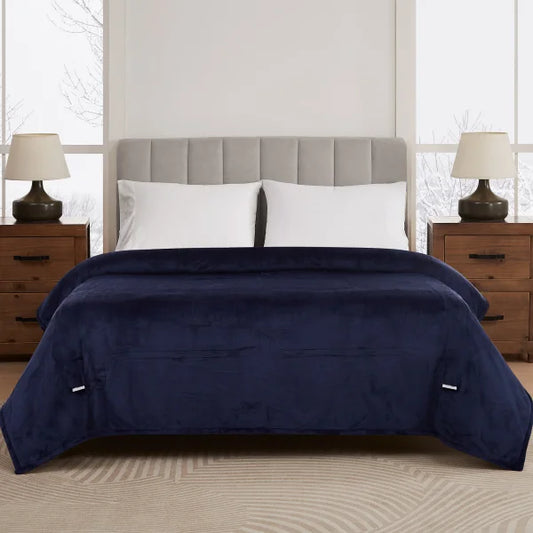 Berkshire QUEEN Life Heated Blanket Retail Navy Blue $59