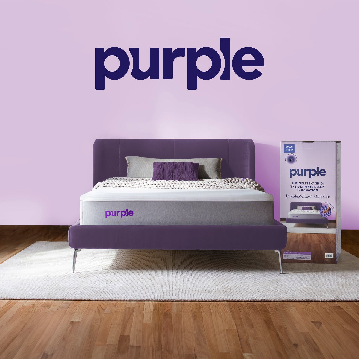 NEW- QUEEN PurpleRenew 11" Gel Grid Mattress