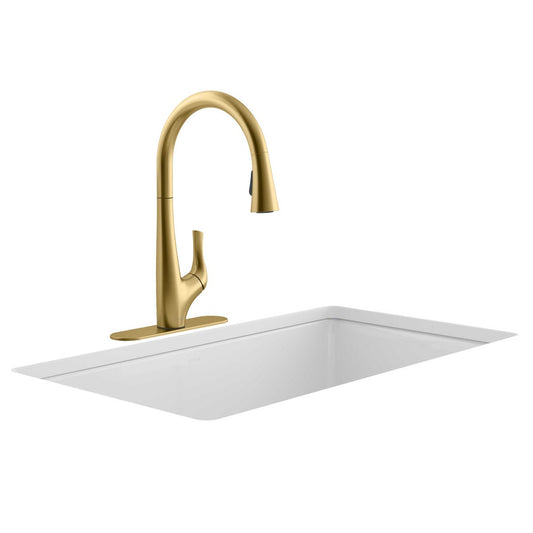 NEW Kohler Bevin Gold Pull-Down Kitchen Faucet