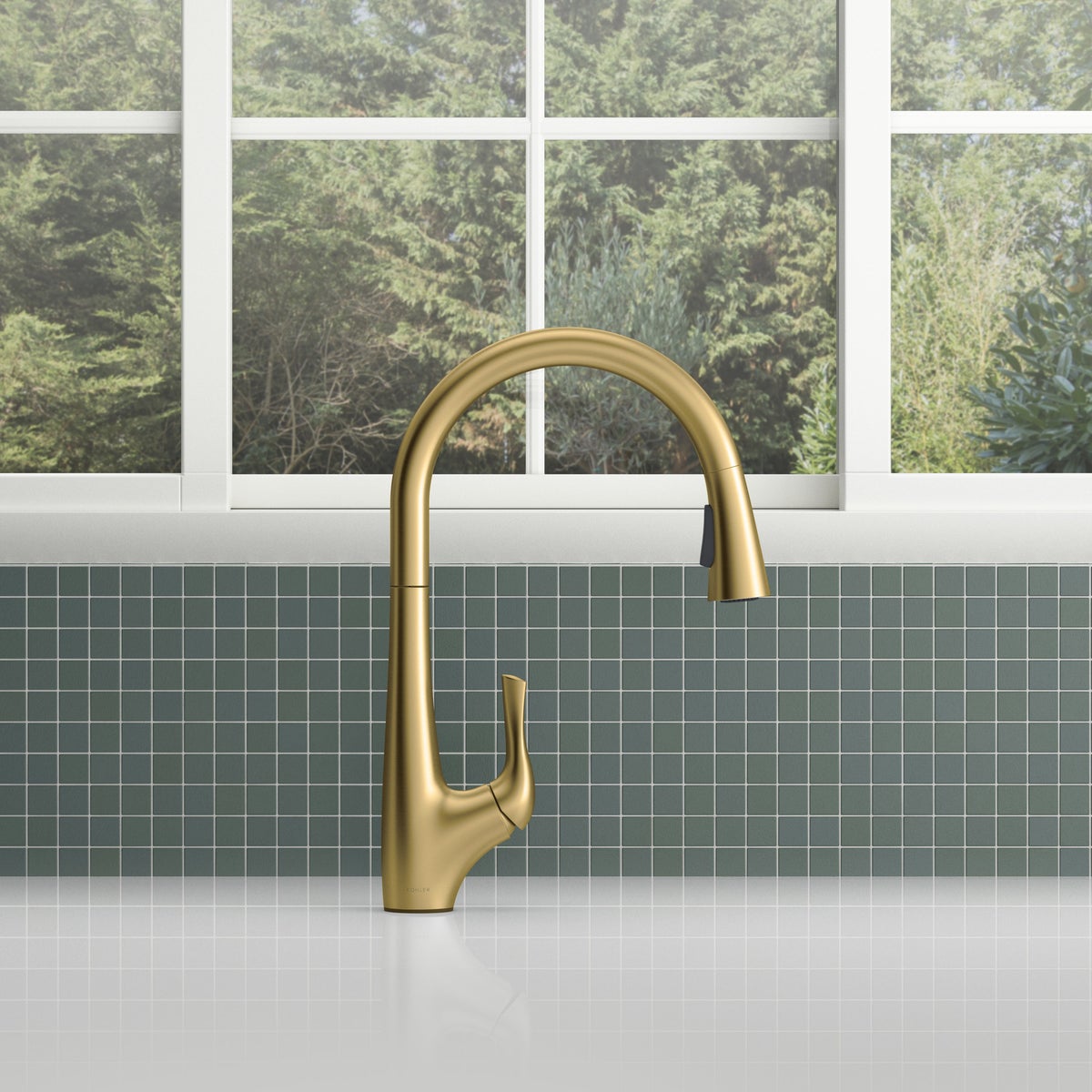 NEW Kohler Bevin Gold Pull-Down Kitchen Faucet