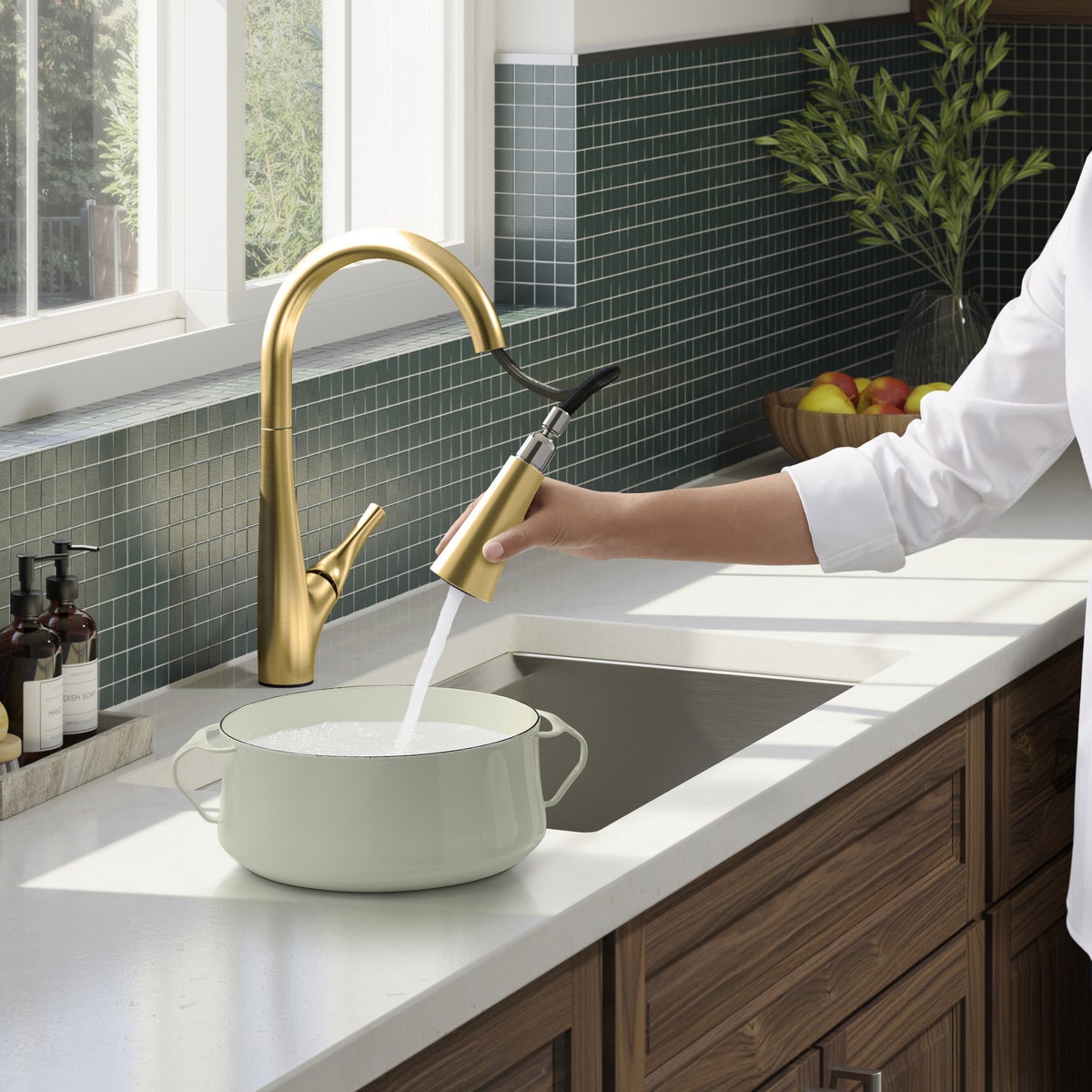 NEW Kohler Bevin Gold Pull-Down Kitchen Faucet