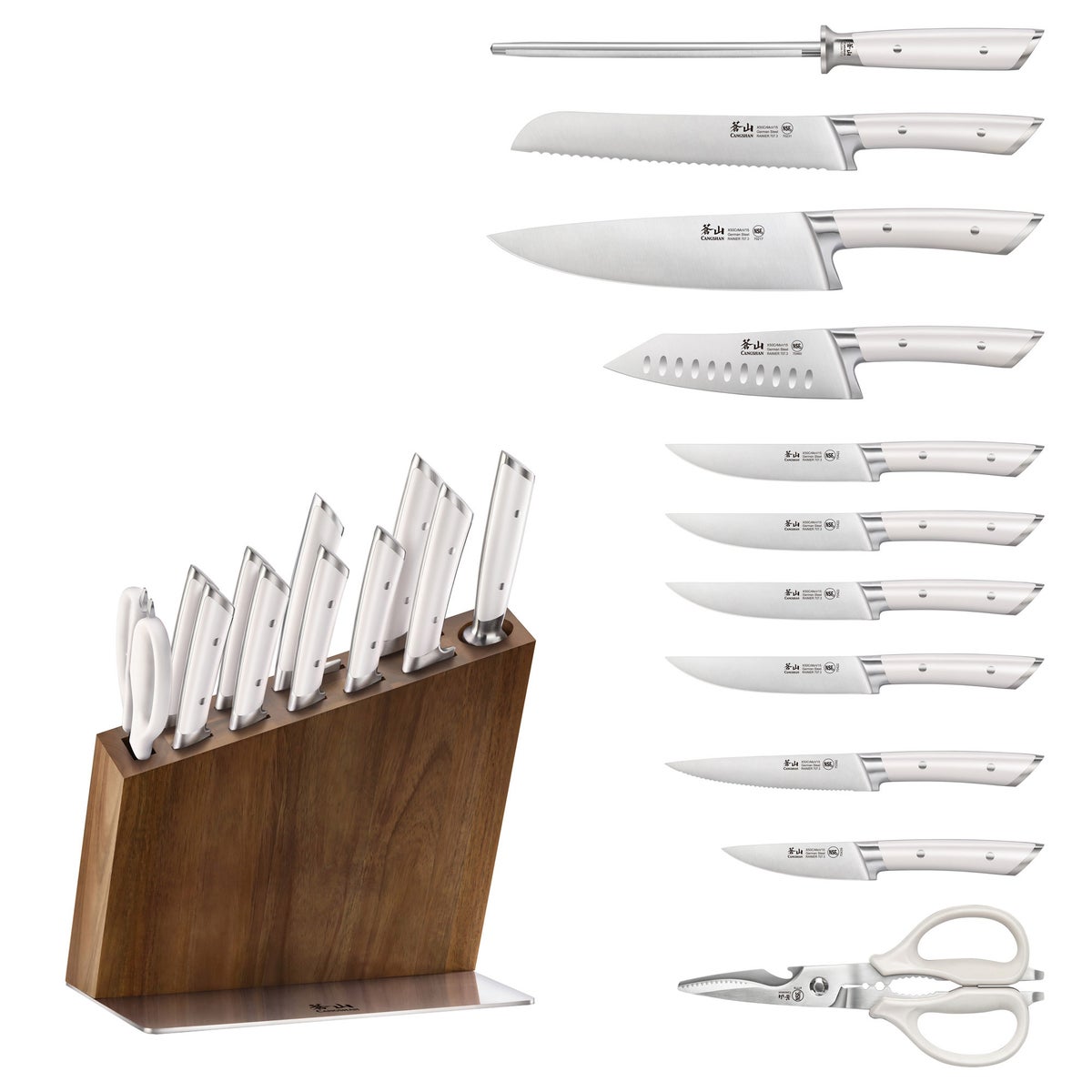NEW- Cangshan Rainier Series German Steel Forged 12-piece Knife Block Set - Retail $170