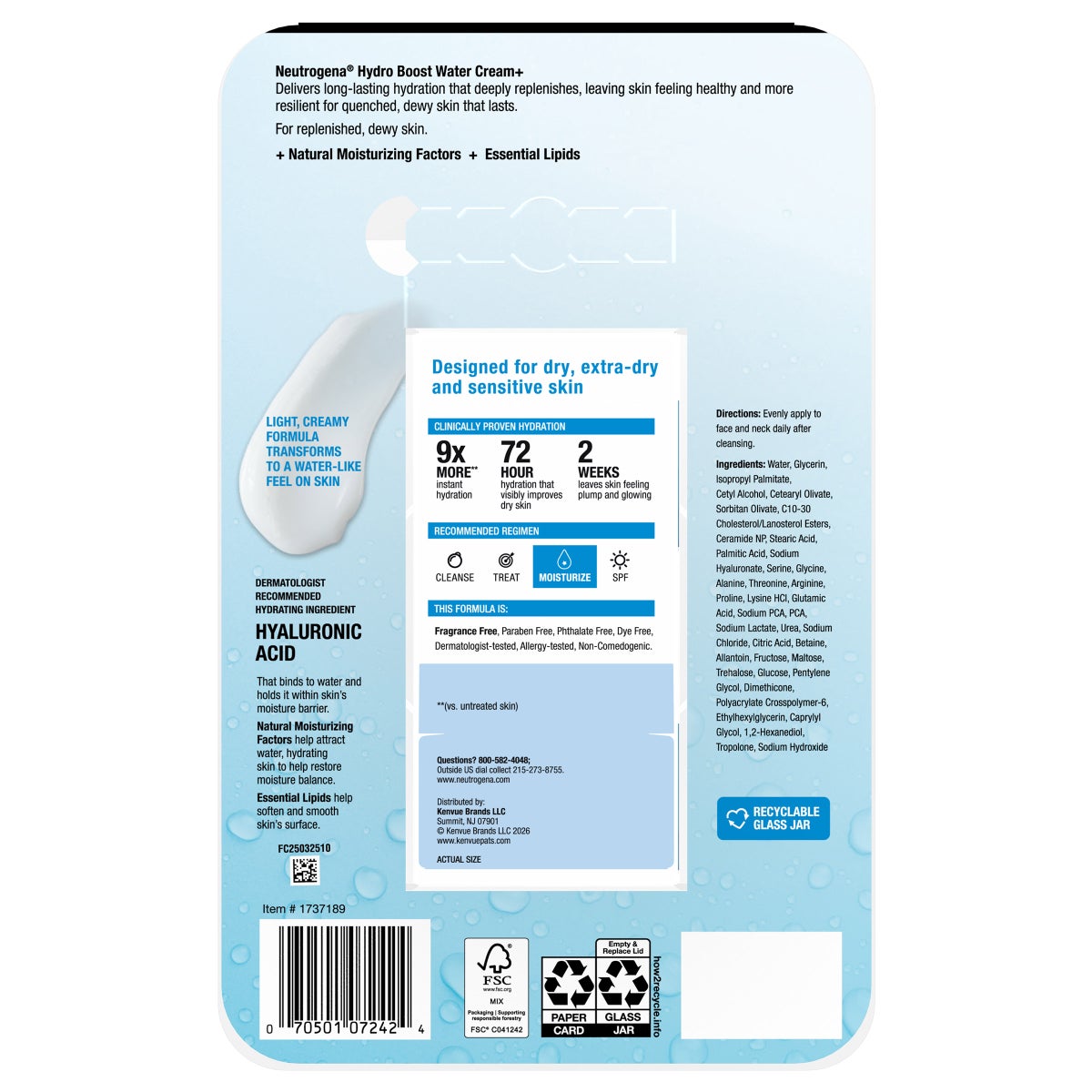 Neutrogena Hydro Boost Water Cream, 1.7 fl oz, 2-pack