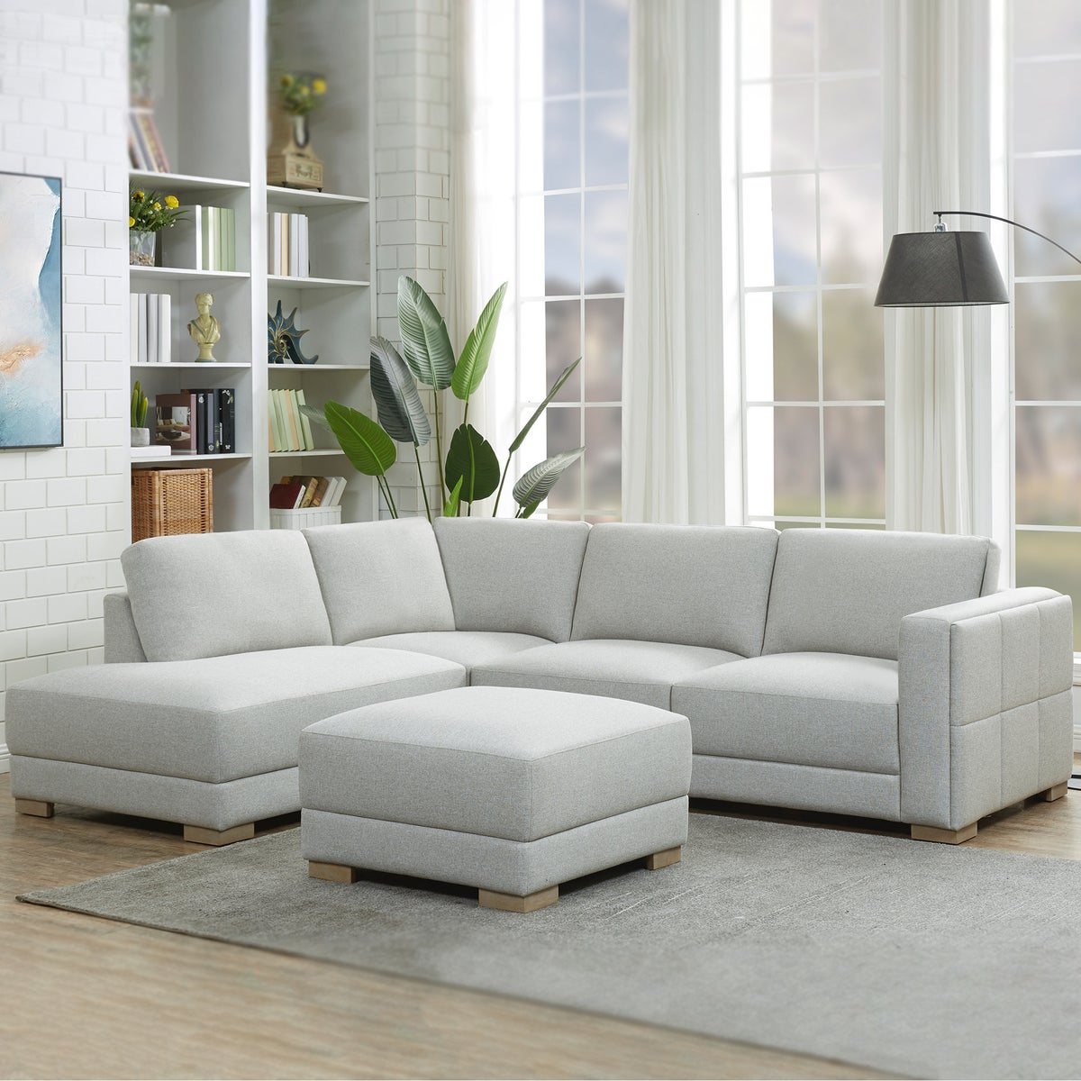 Drayden Fabric Sectional with Ottoman