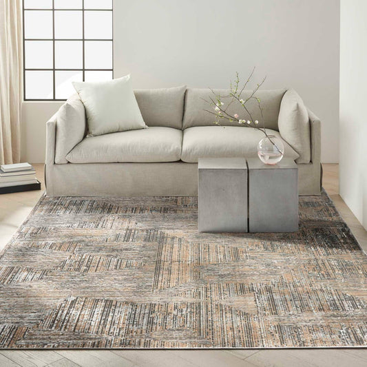 Calvin Klein Luminosity Black Ivory Area Rug, 6'6"x9'2"