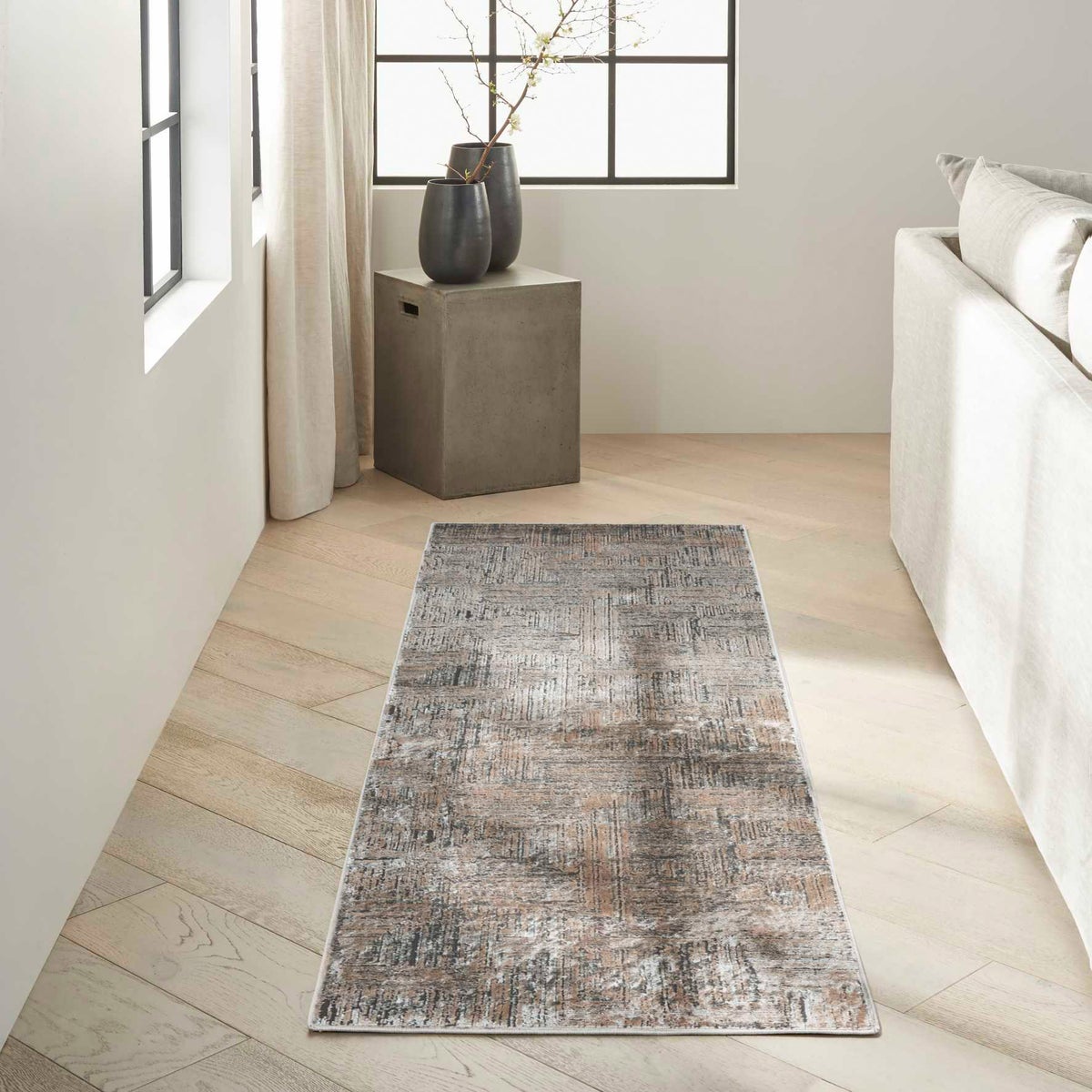 Calvin Klein Luminosity Black Ivory Area Rug, 6'6"x9'2"
