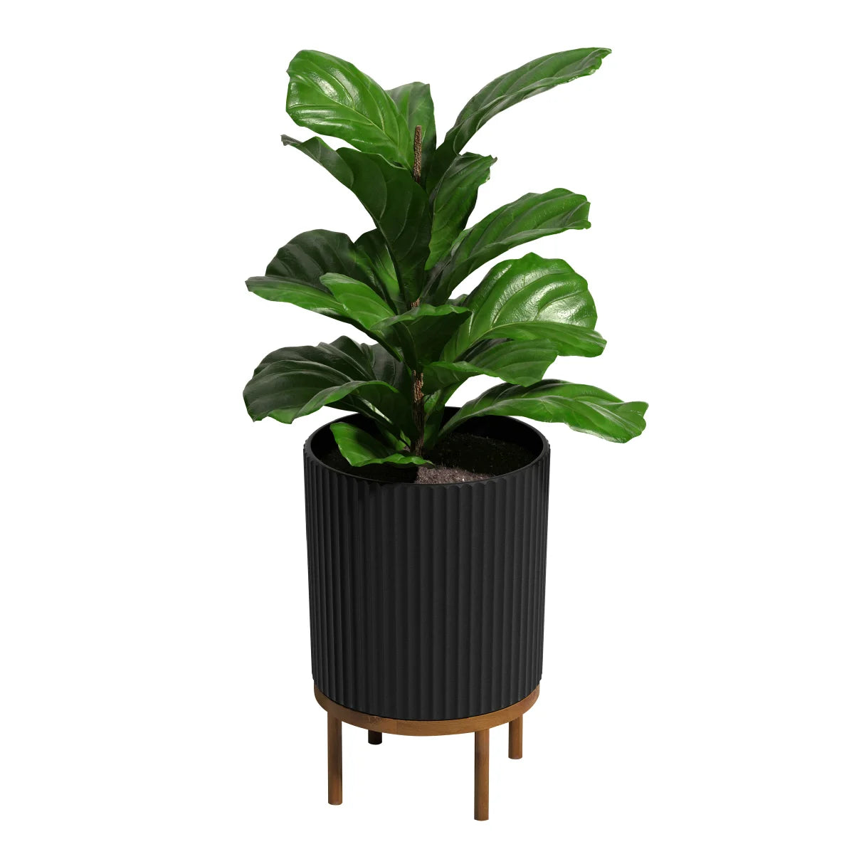 NEW - 21.5” Capri Planter Black with Wood Stand by Veradek, 2-pack - Retail $99