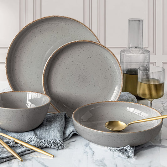over & back Grey 16-piece Dinnerware Set