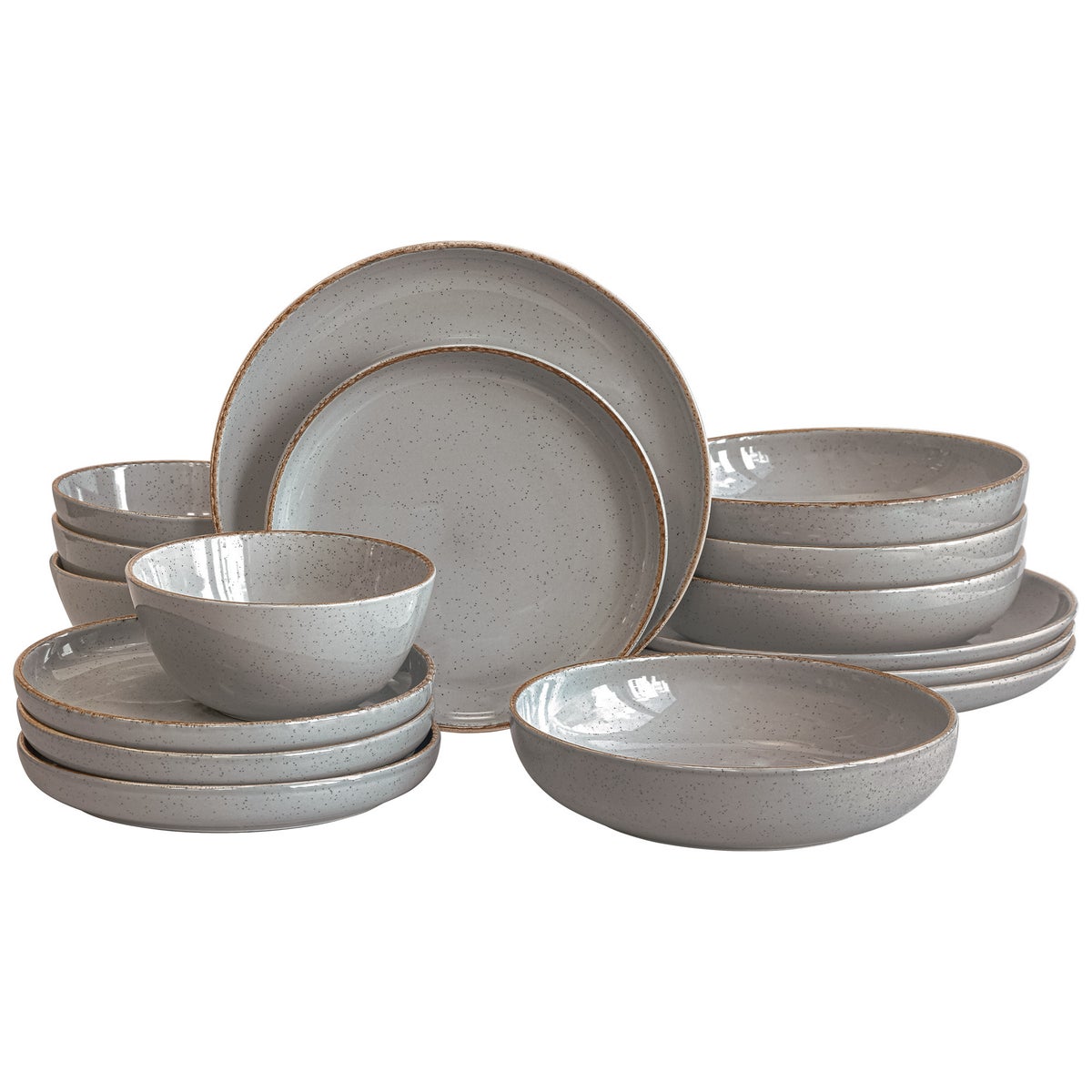 over & back Grey 16-piece Dinnerware Set