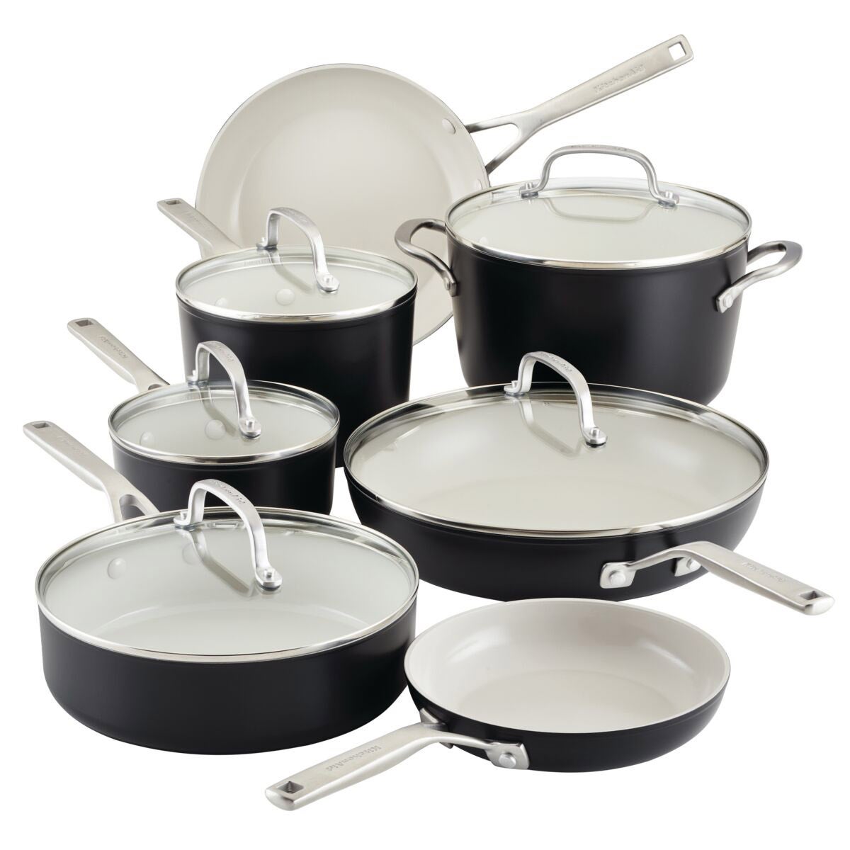 NEW - KitchenAid 12-piece Hard Anodized Ceramic Non-Stick Cookware Set - Retail $200