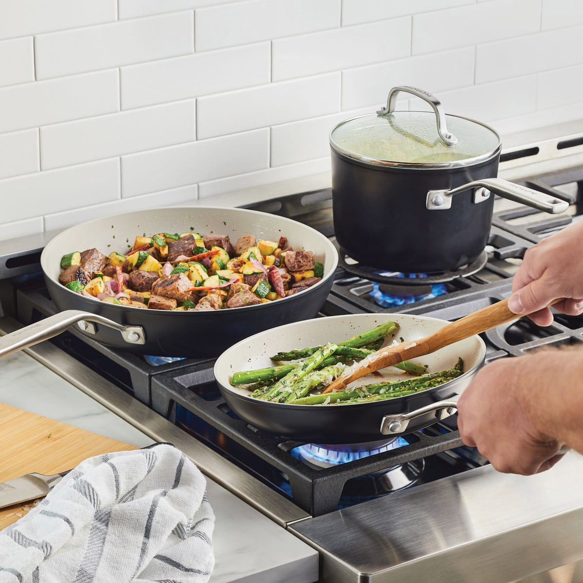 NEW - KitchenAid 12-piece Hard Anodized Ceramic Non-Stick Cookware Set - Retail $200