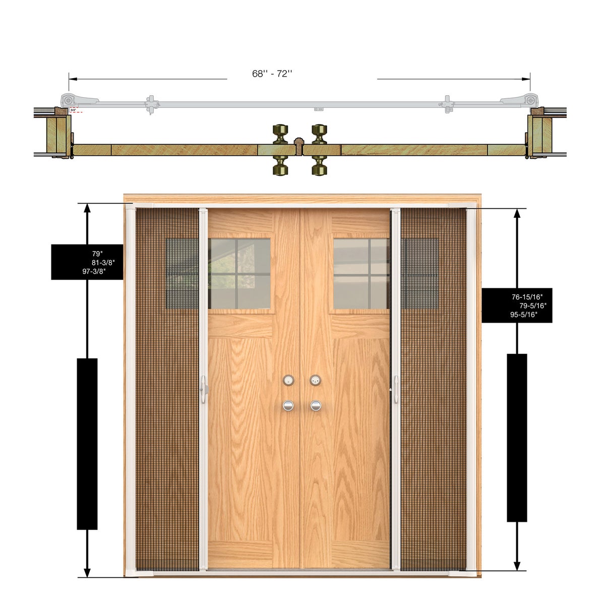Cool Retractable Screen Door for Double Door Opening