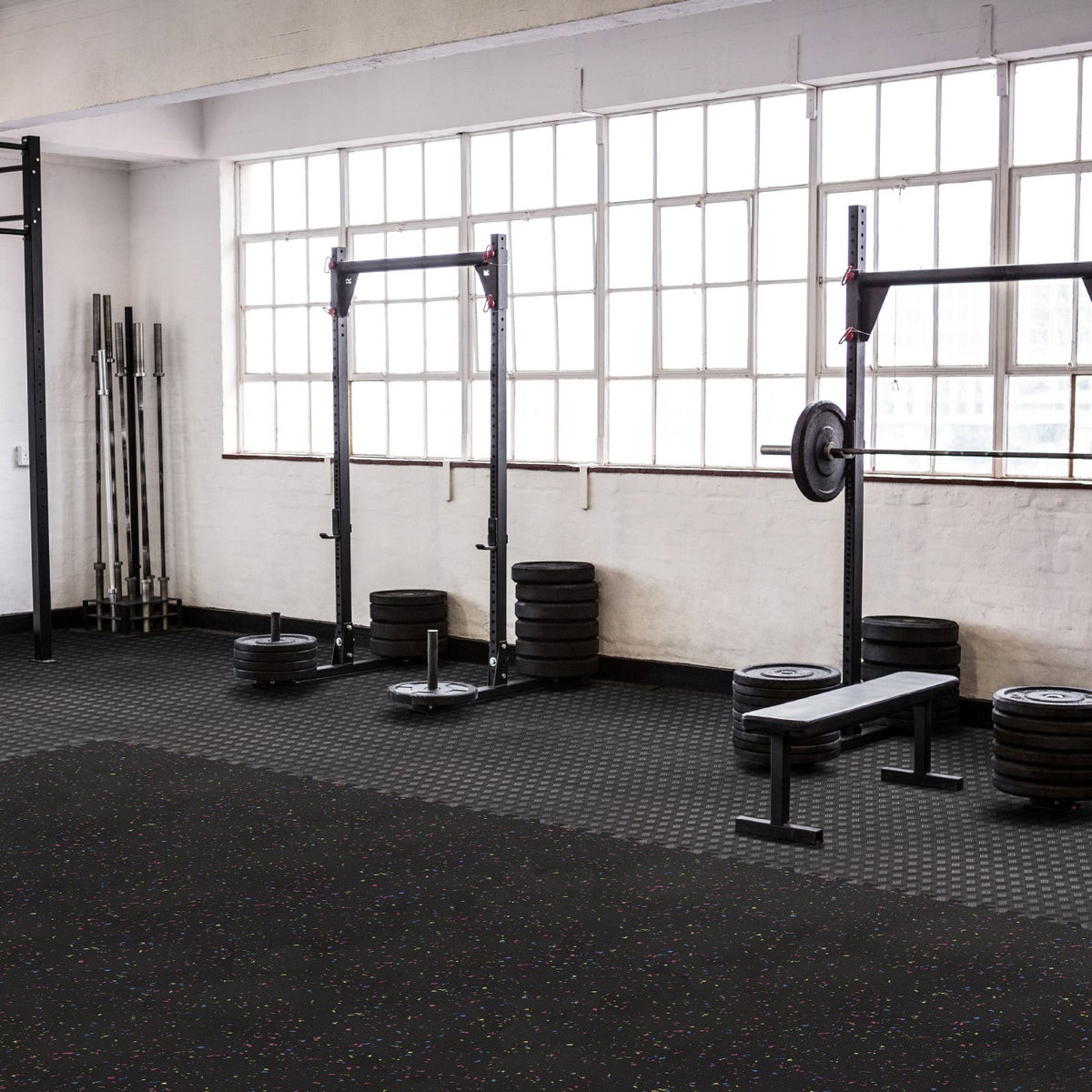 Norsk Dual Density Reversible Gym Flooring, 48 sq ft., 24 in. x 24 in. Foam Mats - Retail $125