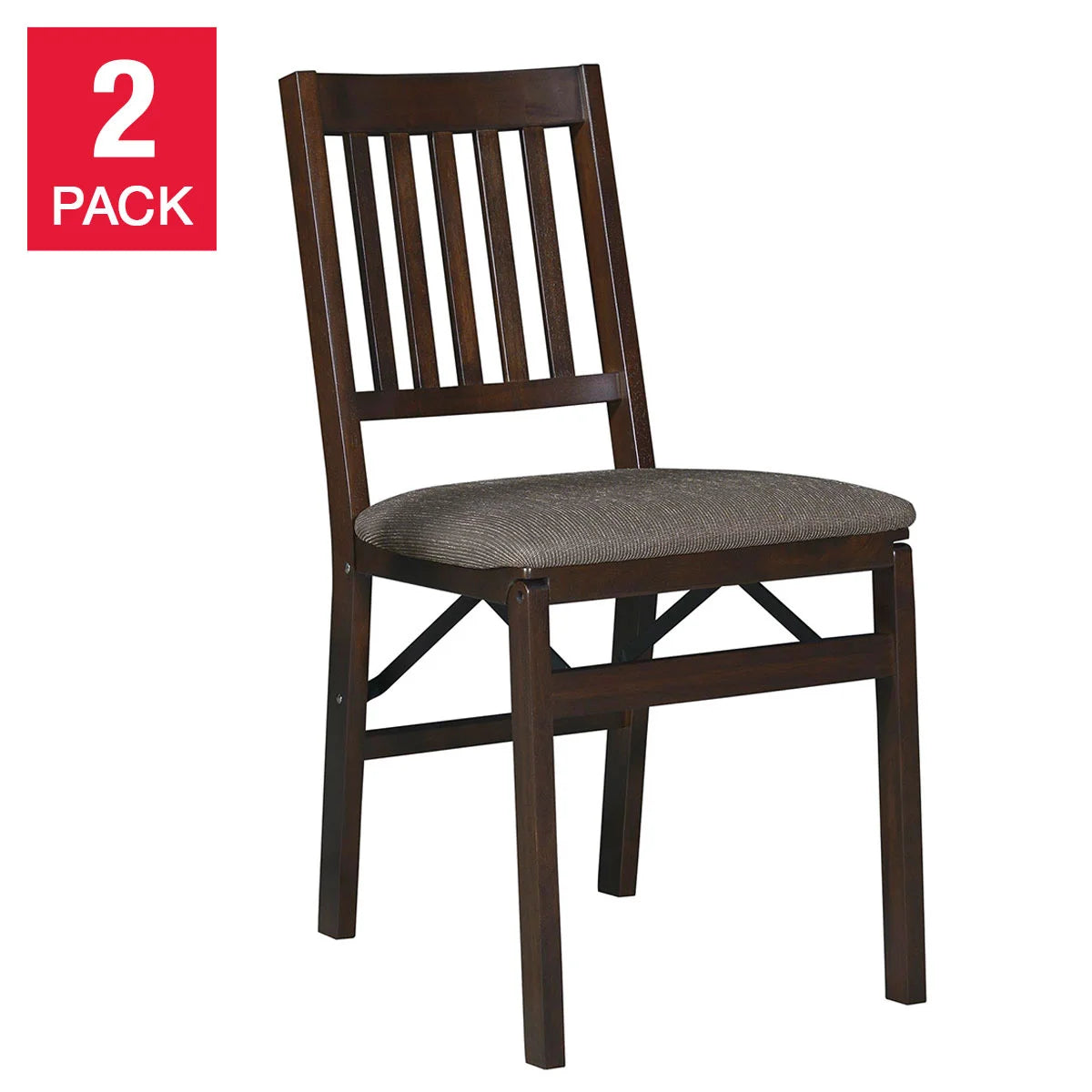 NEW - Stakmore Wood Upholstered Folding Chair, 2-pack - Retail $99