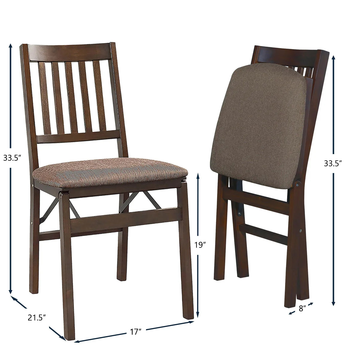 NEW - Stakmore Wood Upholstered Folding Chair, 2-pack - Retail $99