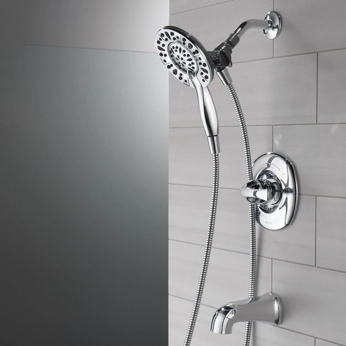 NEW - Delta Larkin Chrome Bathtub & Shower Faucet with In2ition Shower Head