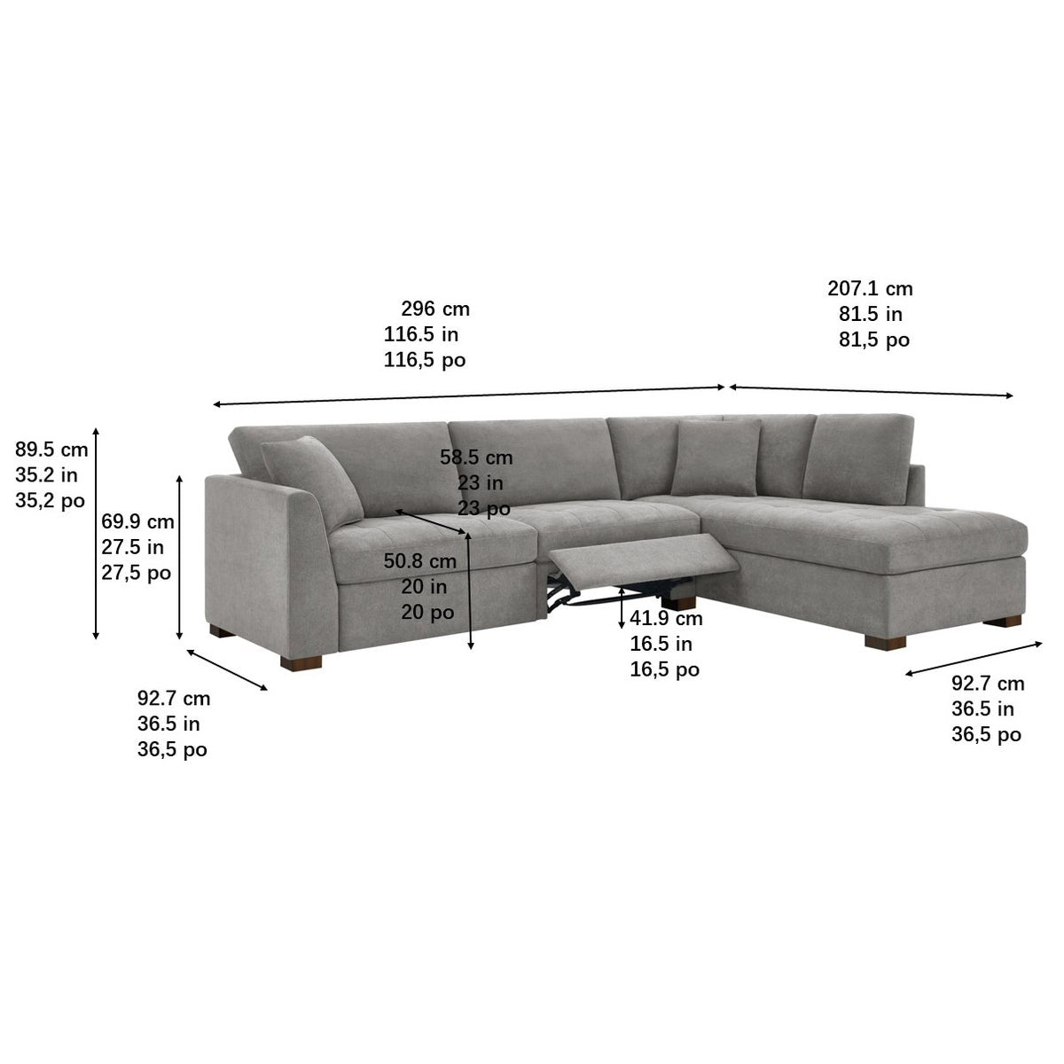 Thomasville Miles Fabric Sectional with Power Footrest