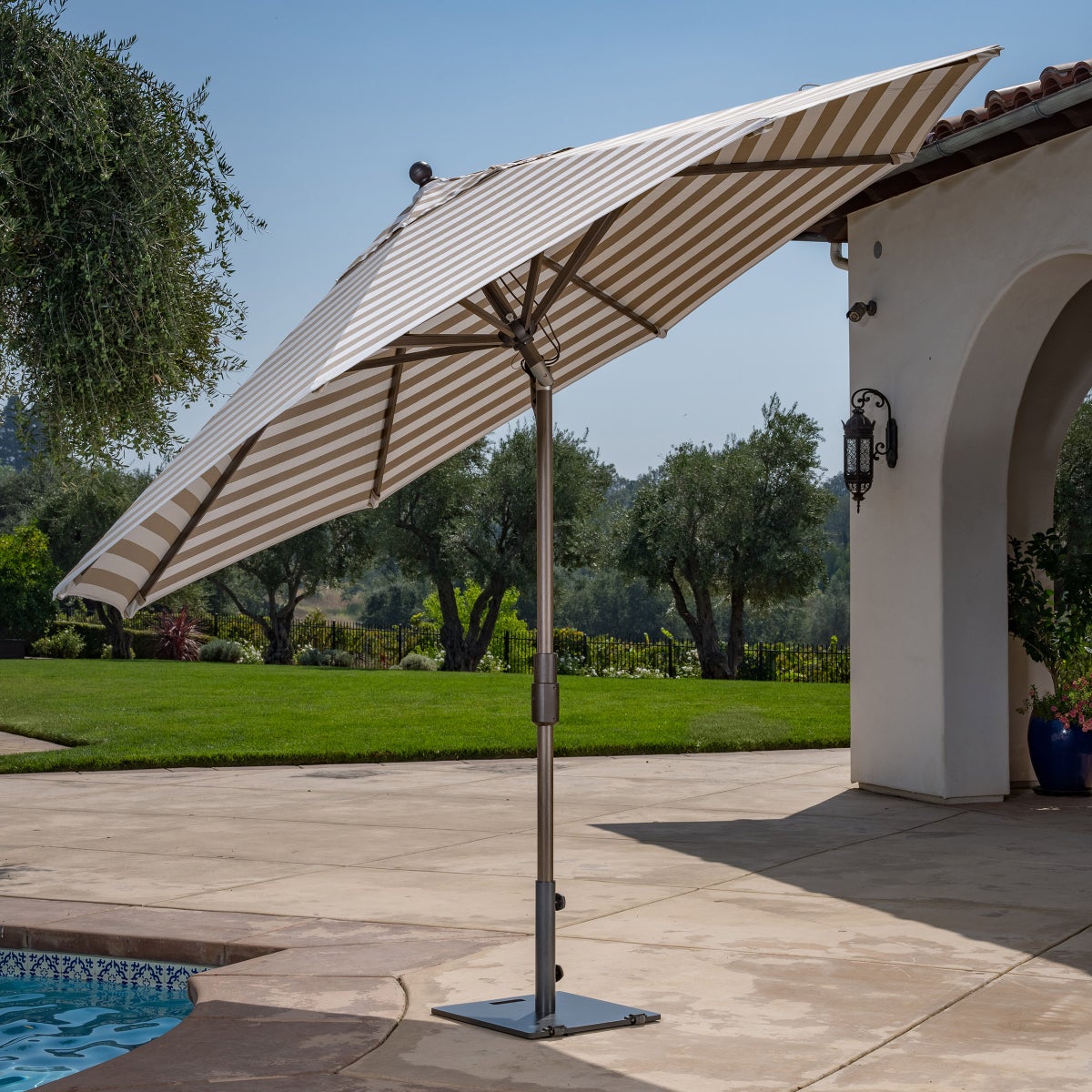 SunVilla 11' Round Cabana Stripe Aluminum Market Umbrella