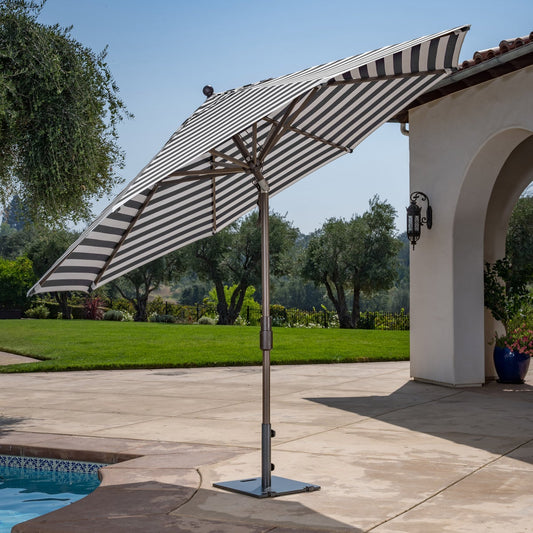 SunVilla 11' Round Cabana Stripe Aluminum Market Umbrella