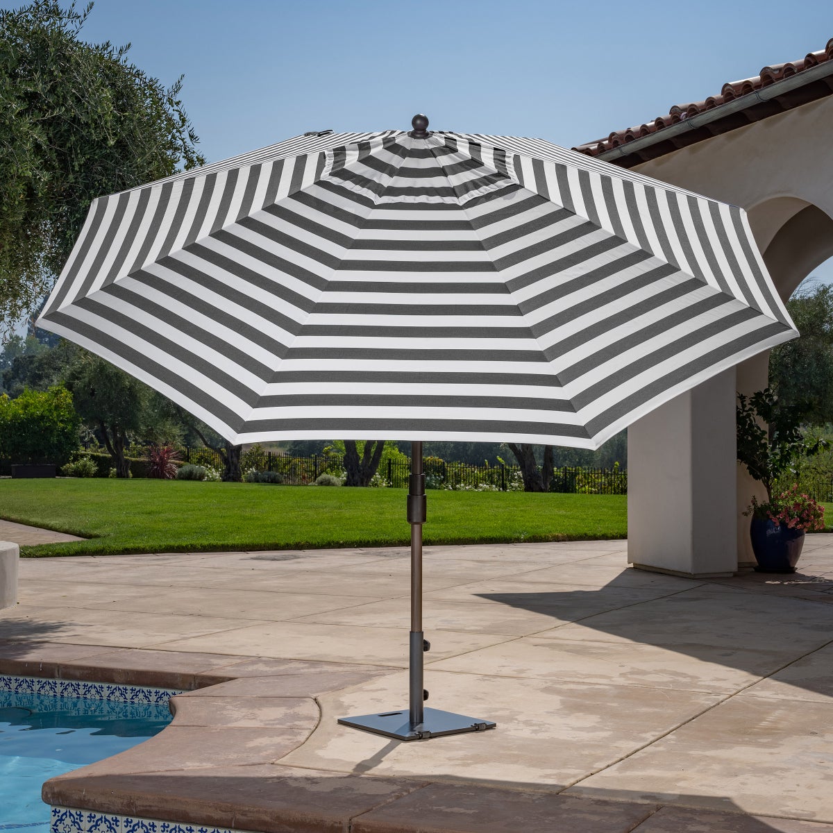SunVilla 11' Round Cabana Stripe Aluminum Market Umbrella