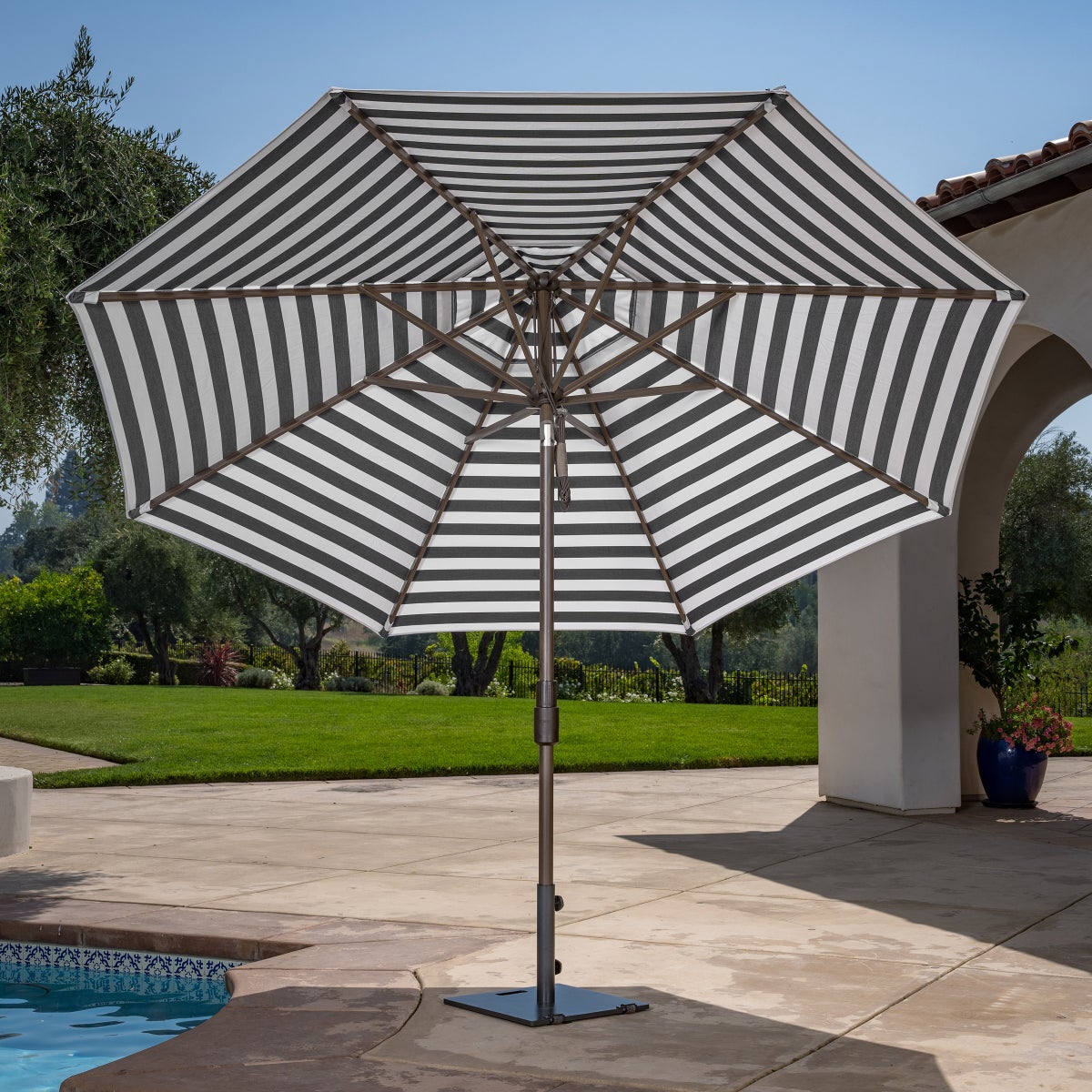 SunVilla 11' Round Cabana Stripe Aluminum Market Umbrella