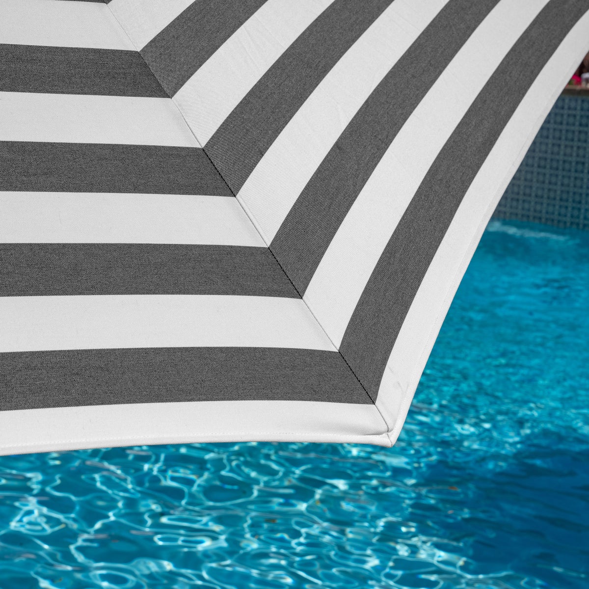 SunVilla 11' Round Cabana Stripe Aluminum Market Umbrella (BLACK & WHITE)