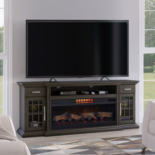 DMG - Tresanti Everett TV Console with ClassicFlame CoolGlow 2-in-1 Electric Fireplace and Fan, Brown