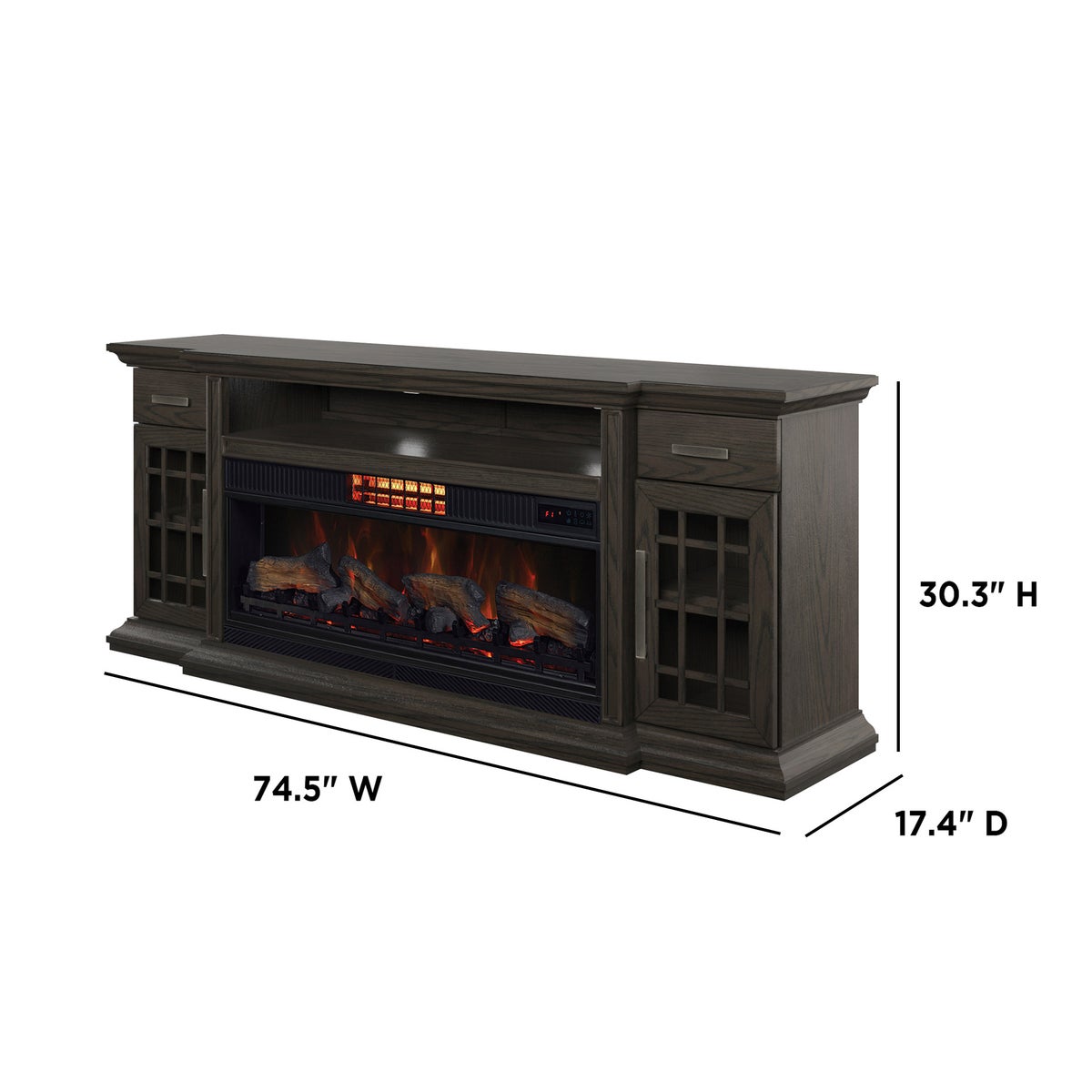 DMG - Tresanti Everett TV Console with ClassicFlame CoolGlow 2-in-1 Electric Fireplace and Fan, Brown