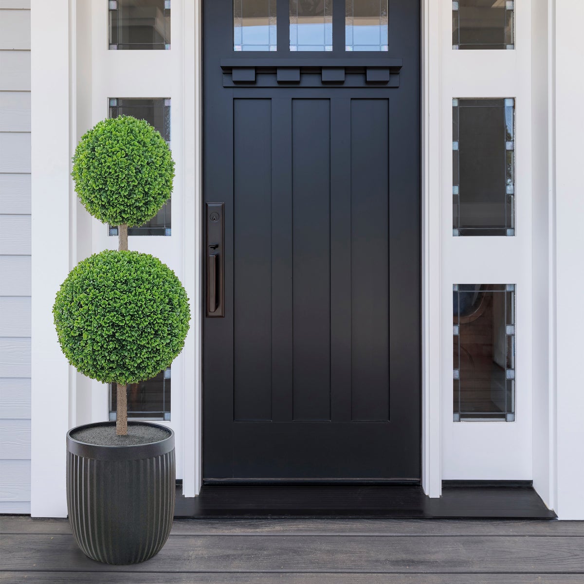 Faux 4' UV Resistant Boxwood Topiary Tree Indoor and Outdoor