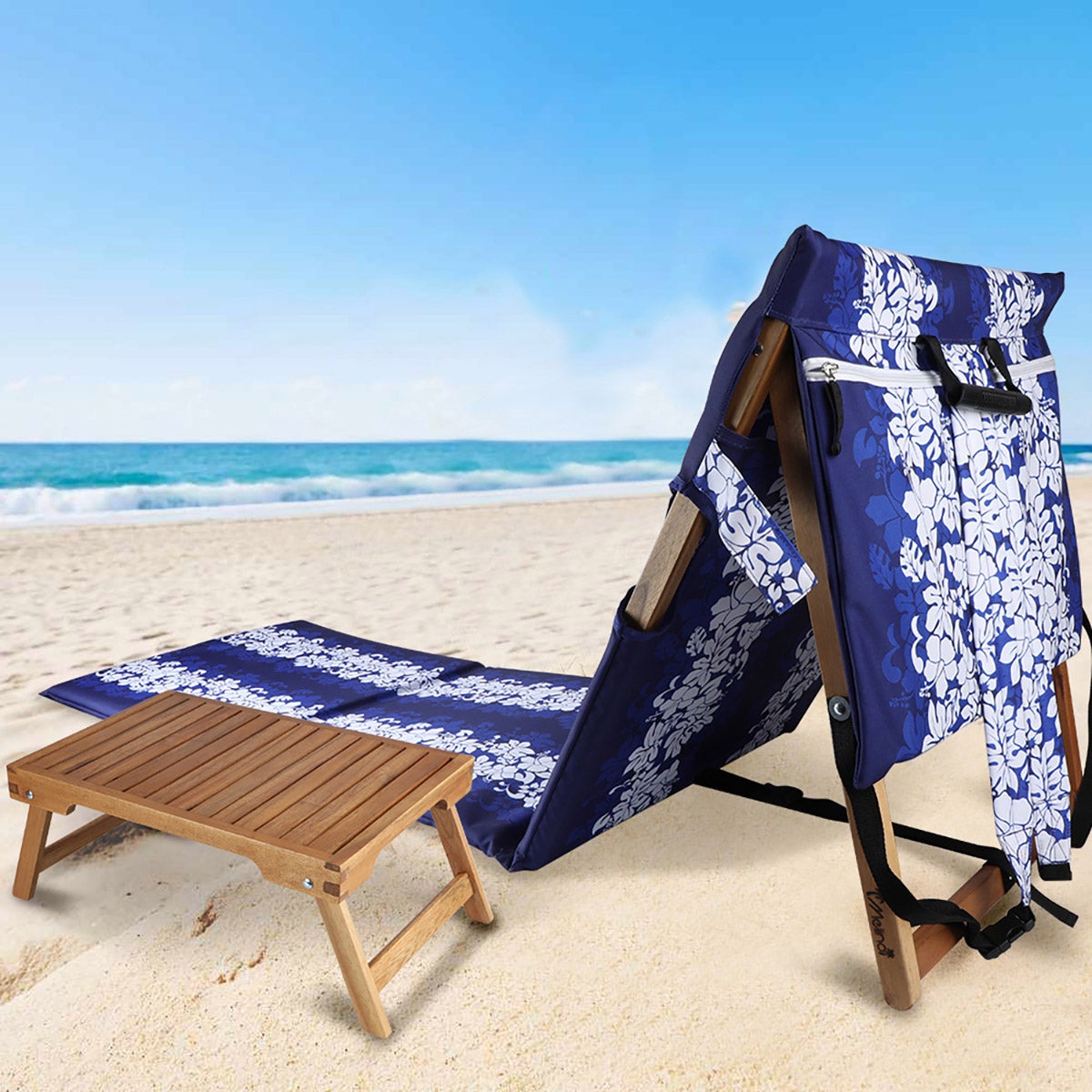 Melino Beach Lounger with Tray Table - Retail $40