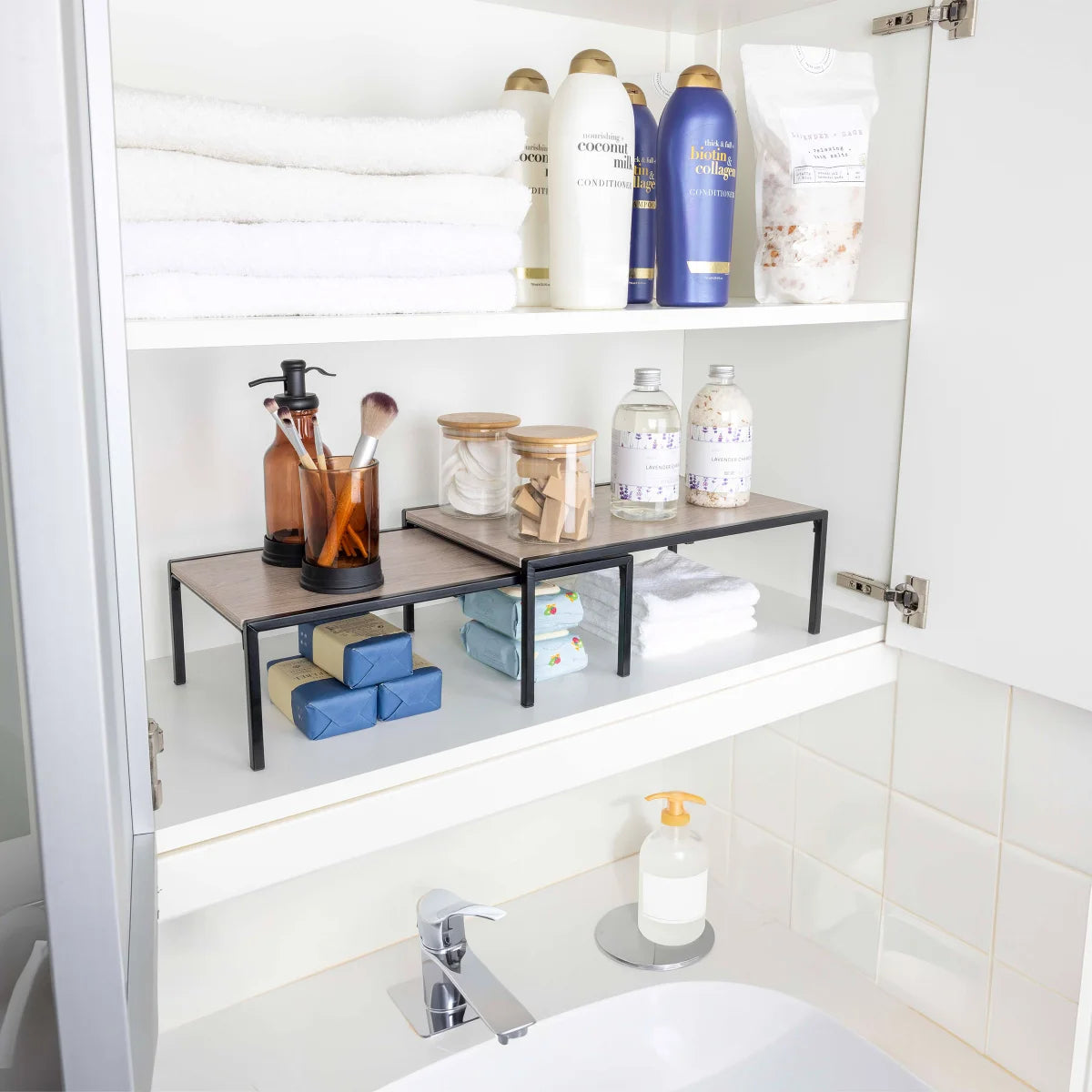 Smart Design Black Shelf Organizer, Set of 2 - Retail $24