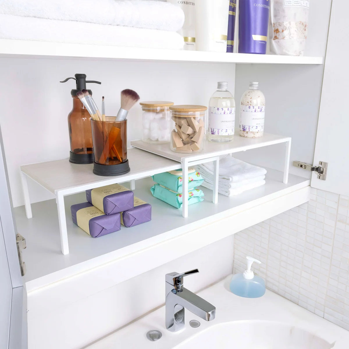 Smart Design White Shelf Organizer, Set of 2 - Retail $24