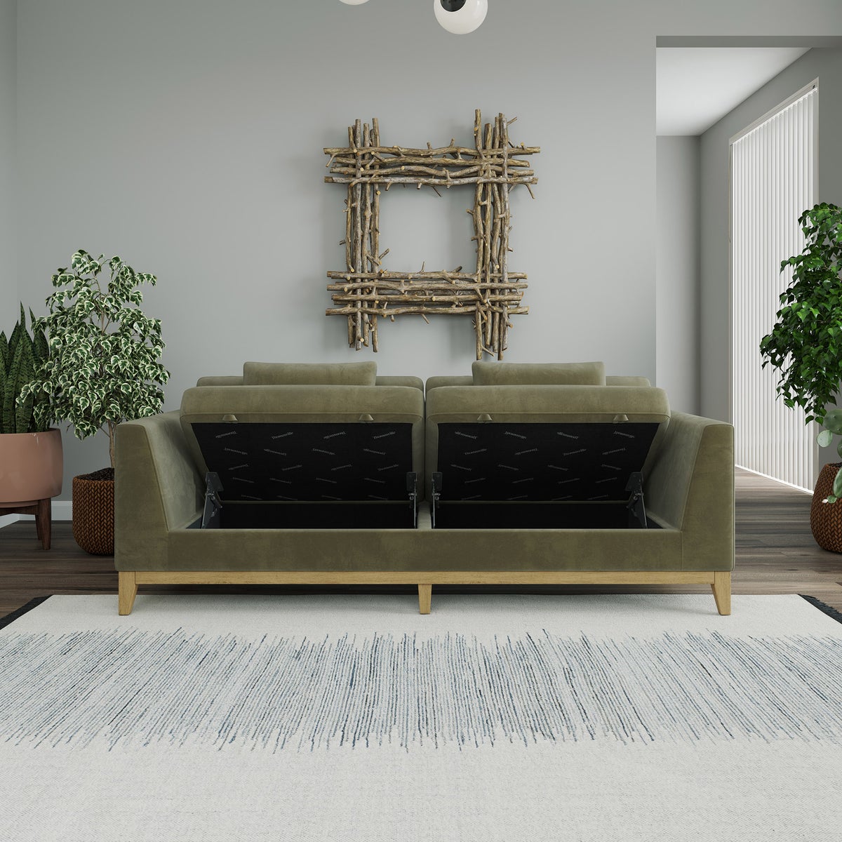 Thomasville Mokena Fabric Stationary Sofa with Storage - Retail $930