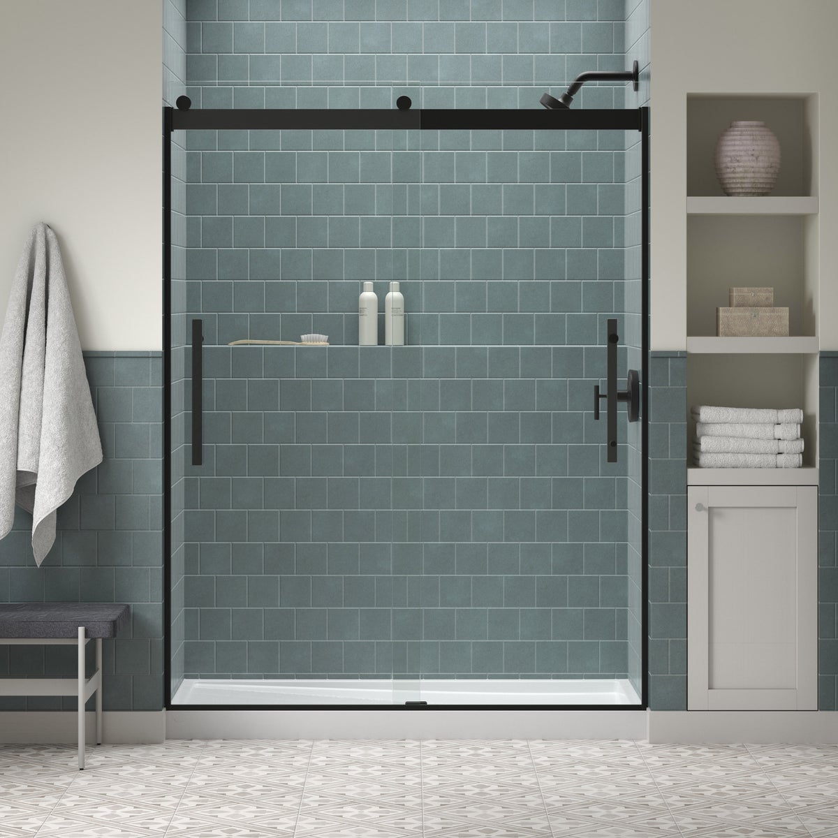 Kohler Tellin Shower Door - Black 78 in. x 59 in