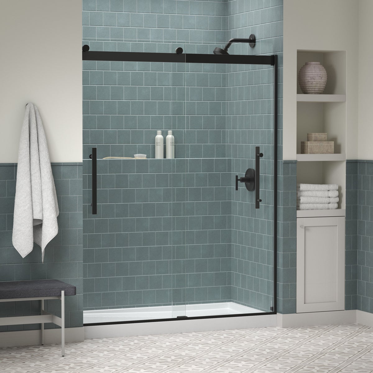 Kohler Tellin Shower Door - Black 78 in. x 59 in