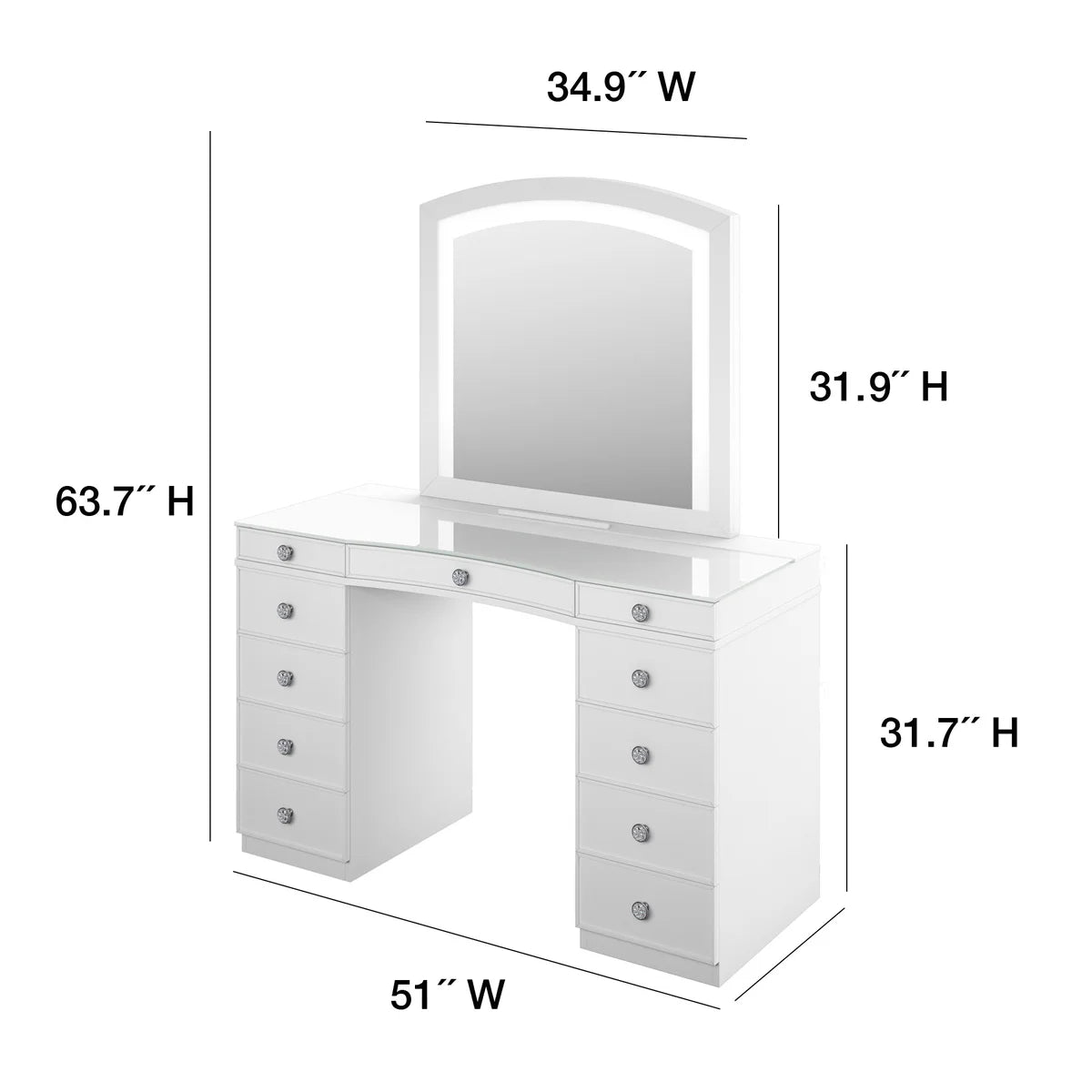 NEW - [no mirror] Tresanti Heidi Double Pedestal Vanity Table