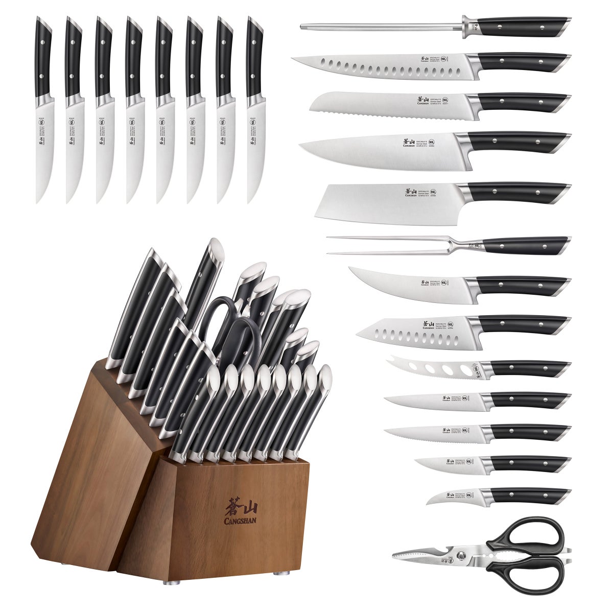 Cangshan Olympus Series German Steel Forged 23-piece Knife Block Set