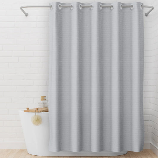 Hookless 3-in-1 Waffle Shower Curtain with Flex Rings and Two Snap in Liners - Retail $18