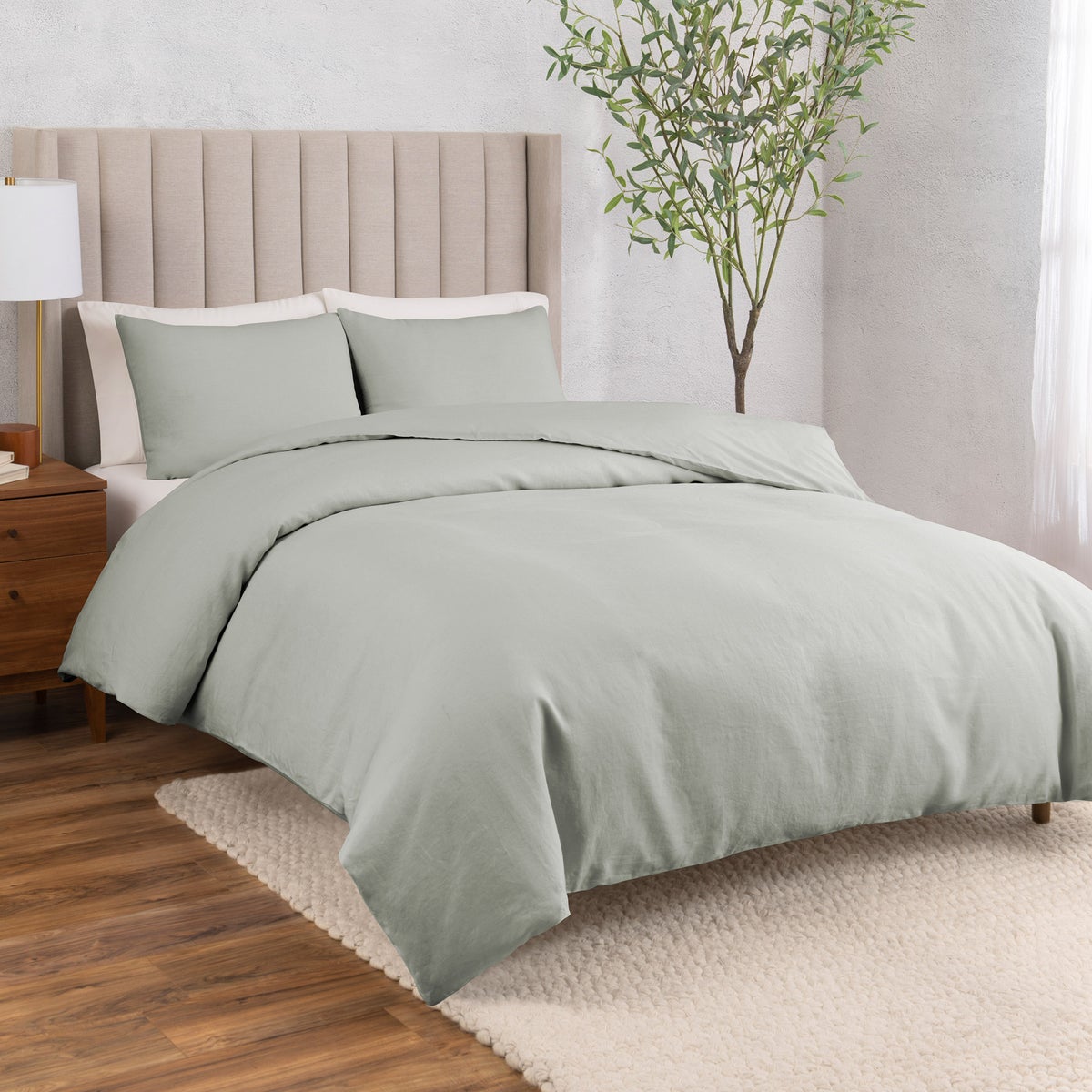 WelHome Cotton Linen Relaxed Duvet Cover, 3-piece Set, Queen/Full