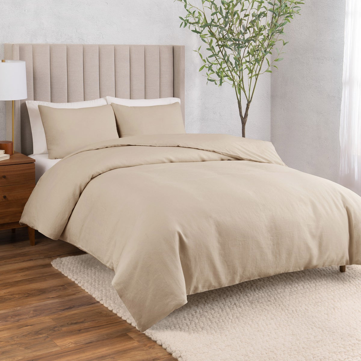 NEW - WelHome Cotton Linen Relaxed Duvet Cover, 3-piece Set, King/Cal King