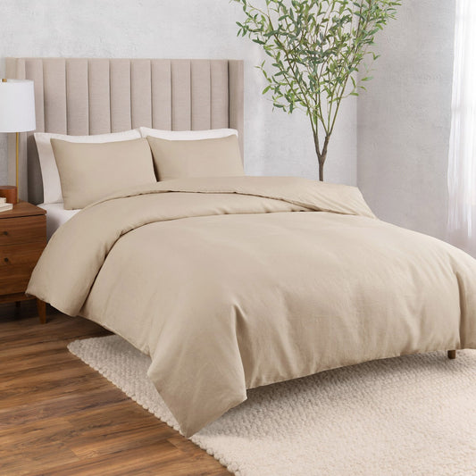 NEW - WelHome Cotton Linen Relaxed Duvet Cover, 3-piece Set, King/Cal King